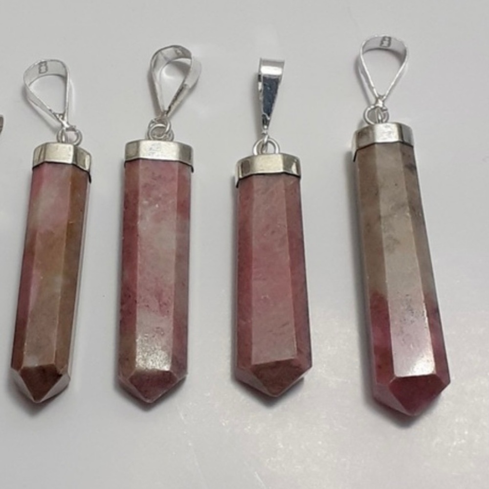 Natural Rhodonite 925 Silver Pendants NWOT - Picture 3 of 16